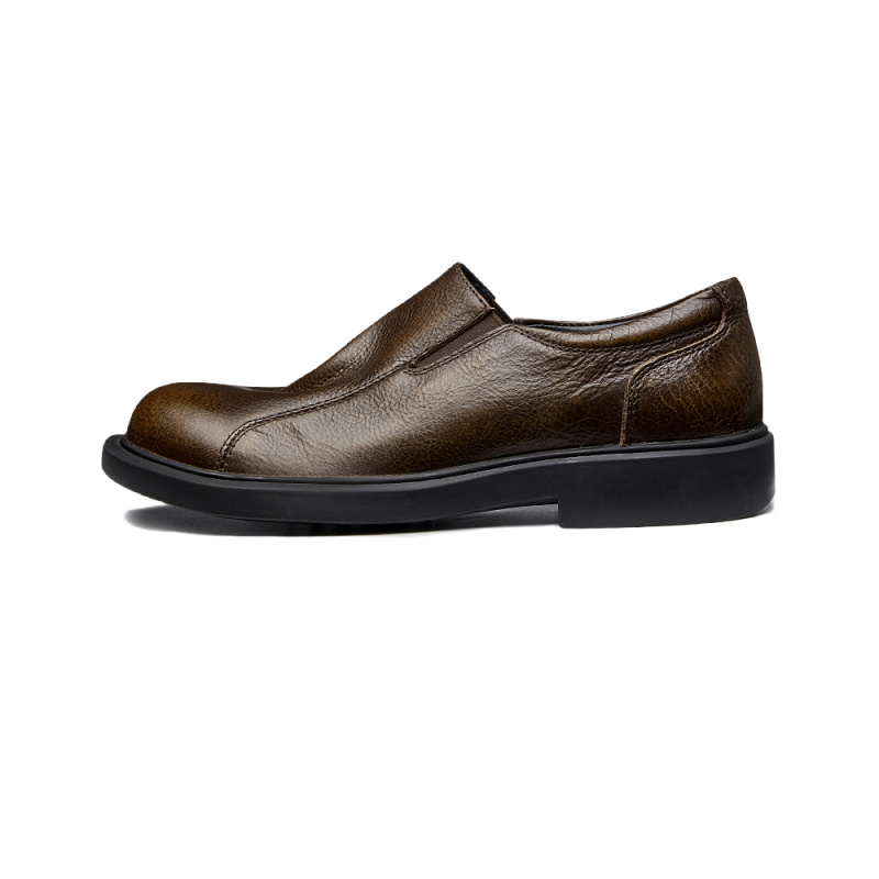 Brounvanm Casual Leather Shoes Men's Low Top Black, Brown