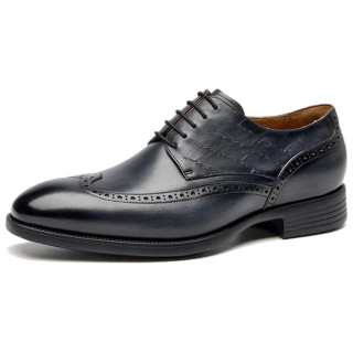 SAINT ANGELO Top Grain Cow Leather Dress Shoes Men's Blue