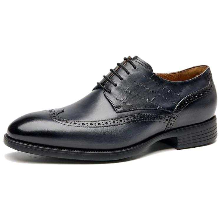 SAINT ANGELO Top Grain Cow Leather Dress Shoes Men's Blue