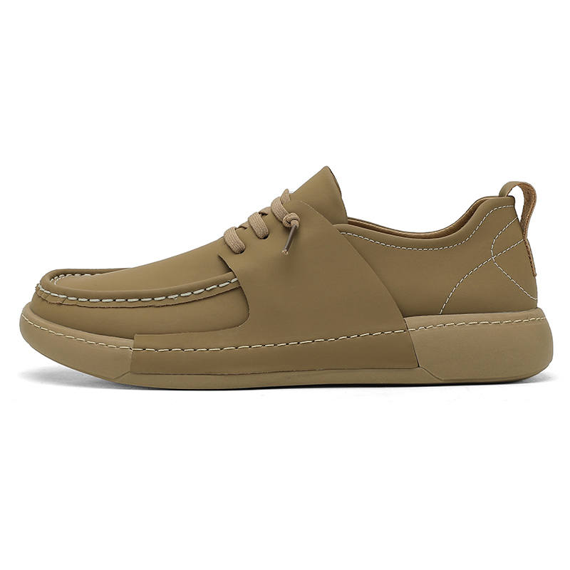 WENNAI Casual Leather Shoes Men's Low Top Gray