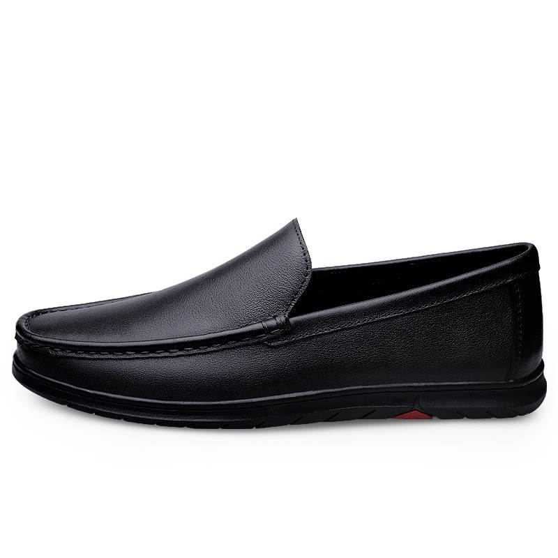 GONGNIUMEILI Casual Leather Shoes Men's Low Top Black/Brown
