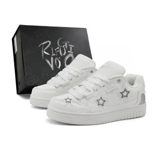 RIFUGIO VO' Slip Resistant Abrasion Resistant Low top Skateboard Shoes, Puffy Shoes Unisex Black White Box