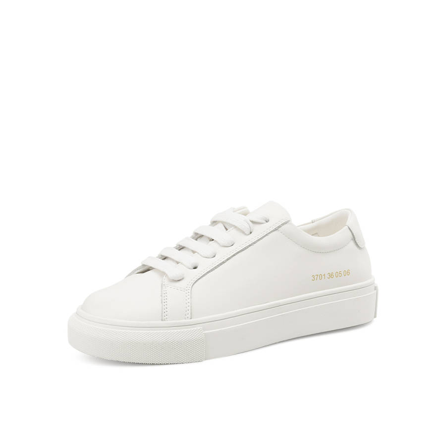 BOERDIQI Top Grain Cow Leather Low top Skateboard Shoes Women's White