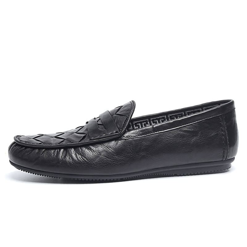 Bansley Top Grain Cow Leather Gommino Loafers Men's Black