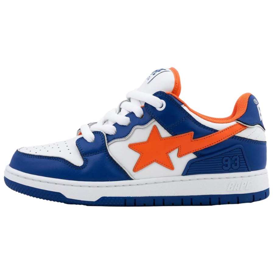 A BATHING APE SK8 Sta Bold Leather Low top Skateboard Shoes Unisex Blue