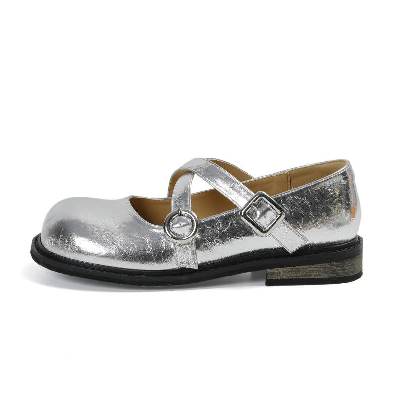 BOJUEMAO Synthetic Leather Chunky Heel Mary Jane Shoes Women's