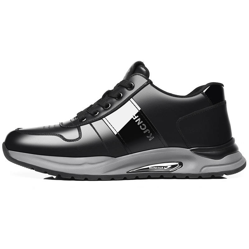 KJ Top Grain Cow Leather Abrasion Resistant Low top Casual Shoes Men's Black