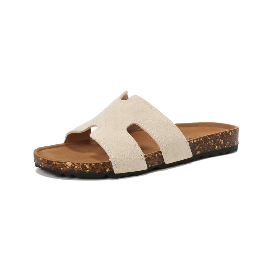 QITUMAUL Slip Resistant Slide Slippers Women's Apricot