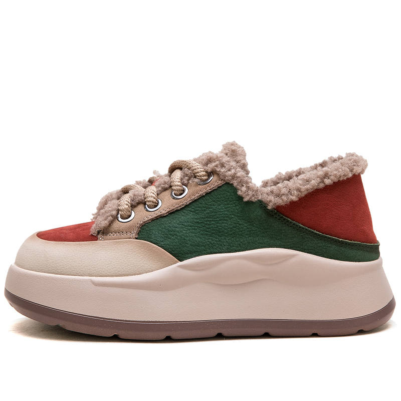 JIEZHOU Top Grain Cow Leather Thermal Low top Casual Shoes Women's