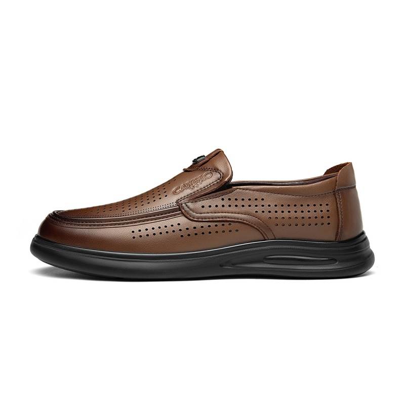 CARTELO Casual Leather Shoes Men's Low Top Black