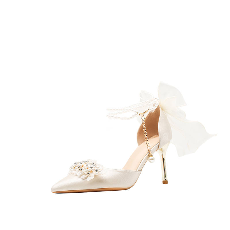 Zubumei Fabric Slim Heel High Heels Women's Apricot