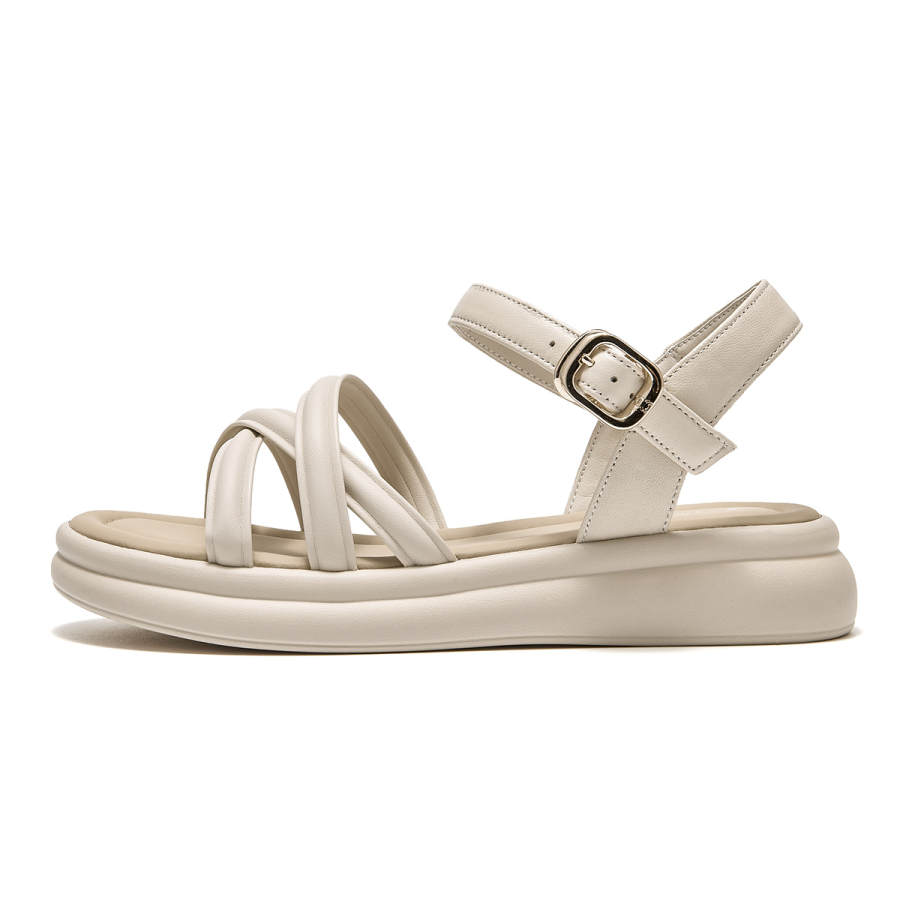 Spider King Sheepskin One Strap Sandals 3.6cm Women's Ecru