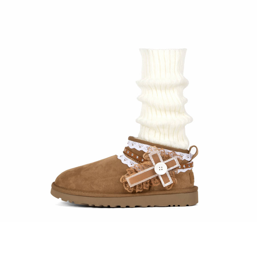 UGG CLASSIC ULTRA MINI Sheepskin Snow Boots Women's Brown