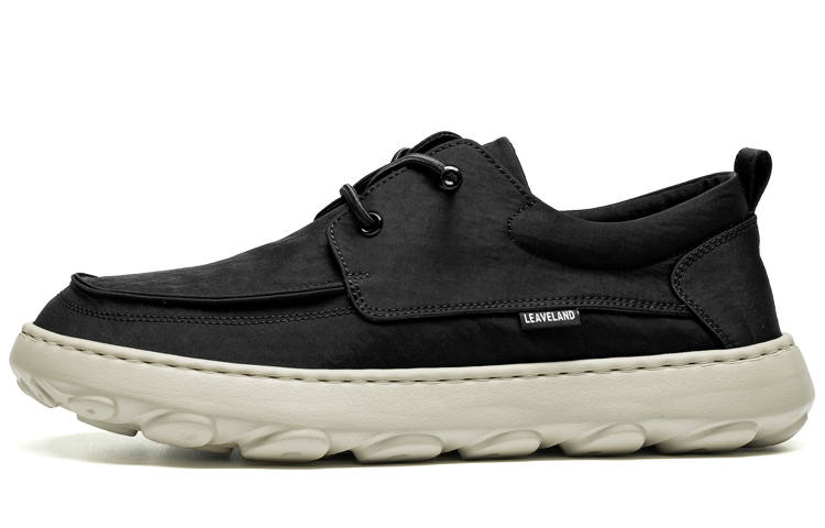 LEAVELAND Canvas Shoes Men's Low Top Black/Gray/Green