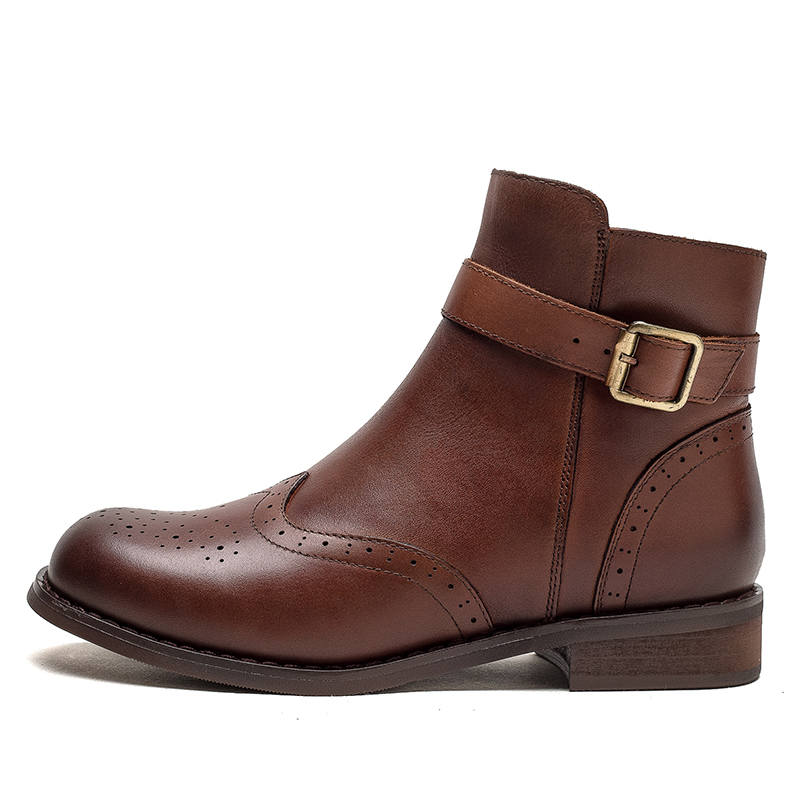 JIEZHOU Top Grain Cow Leather Ankle Boots 3cm Women's