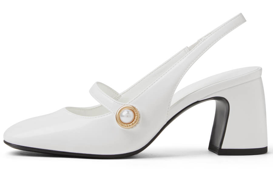 CHARLES&KEITH Small Ck Pu Chunky Heel Mary Jane Shoes 7cm Women's