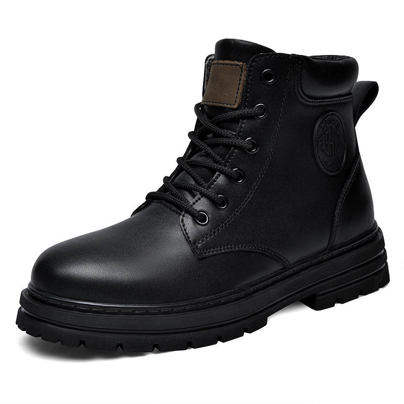 GONGNIULEITING GONGNIULEITING Cow Split Leather Short Combat Boots 4.5cm Unisex