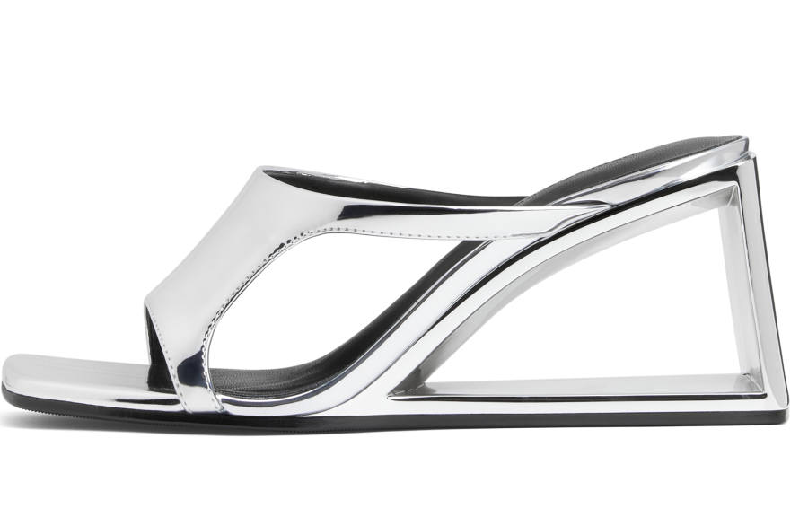 CHARLES&KEITH Composite Sole Slide Slippers 7.6cm Women's Silver/Black Box Black
