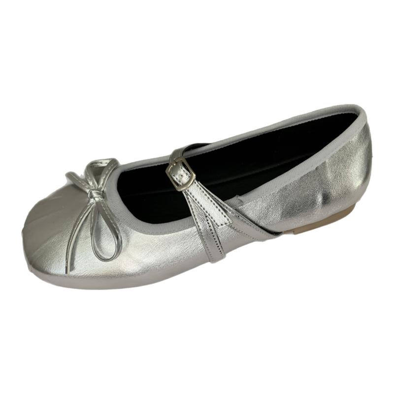 Alxnan Flat Mary Jane Shoes Women's Silver
