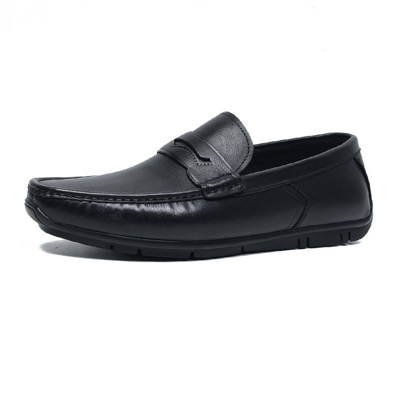 SENJIALUO Top Grain Cow Leather Casual Shoes Men's Black