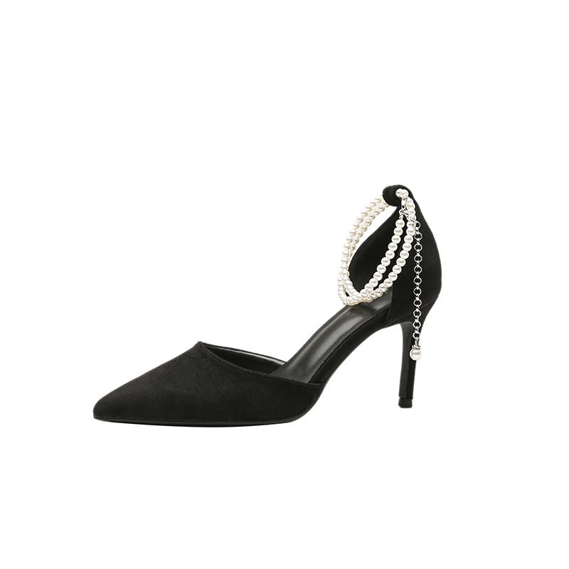 Zubumei Suede Slim Heel High Heels Women's Black