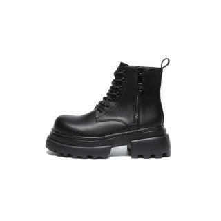 CHAOSHU Cow Split Leather Versatile Short Combat Boots Men's Black