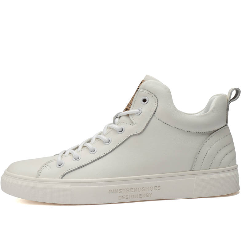 YINGLUNQISHI Top Grain Cow Leather Low top Skateboard Shoes Unisex White