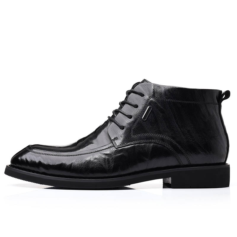 KACHILANG Sheepskin Fashion Comfortable, Thickened And Fleece Lined Ankle Boots Men's Black