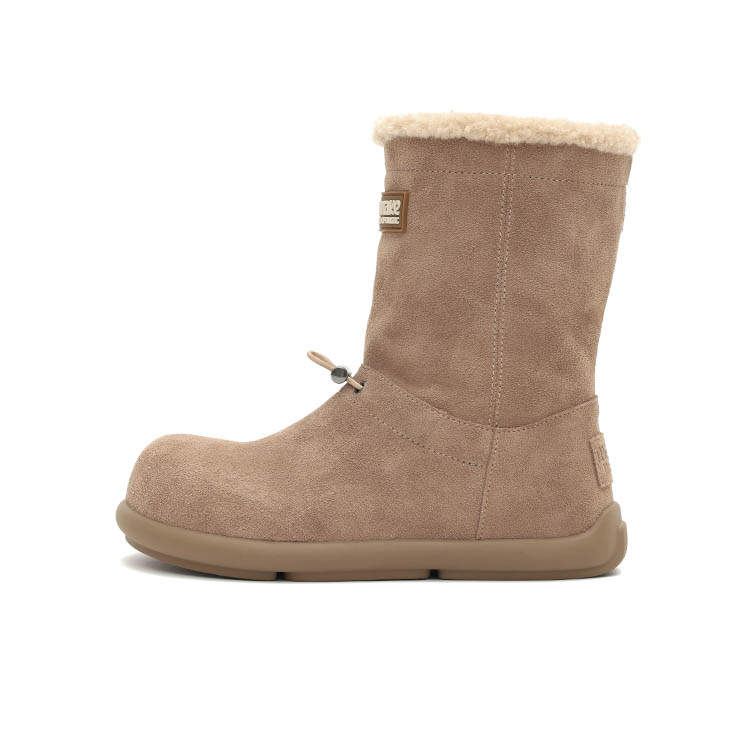 MASOOMAKE Cow Suede Thermal Balance Thermal Balance Flat, Fleece Lined, Fashion Crew Snow Boots Women's
