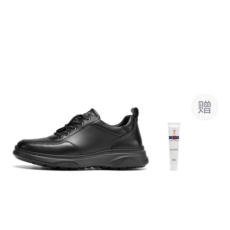 ROBERTA DI CAMERINO Cow Leather Anti-Slip Wear-Resistant Water-Resistant Rebound Low-Top Casual Shoes Men's Black