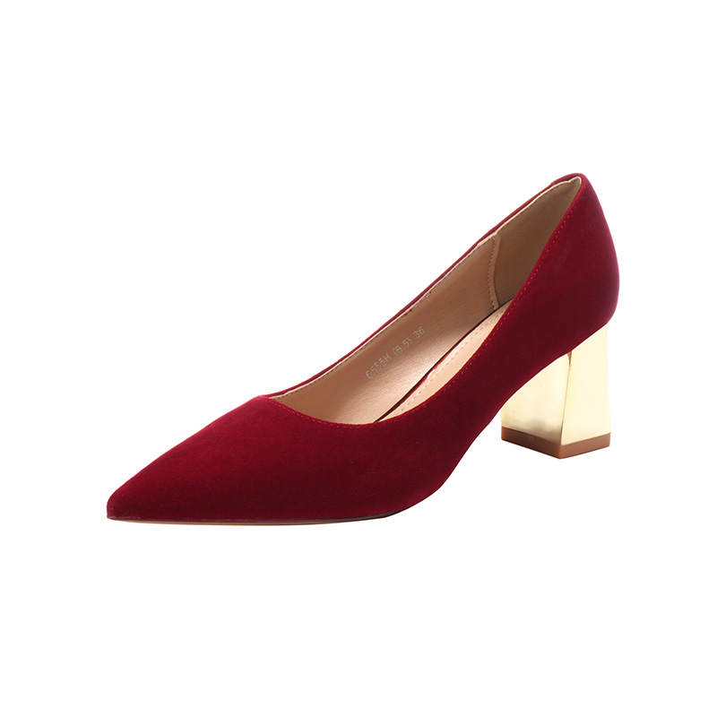 ZUOMILUO Suede Chunky Heel High Heels Women's Red