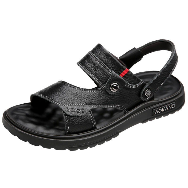 AOKANG Top Grain Cow Leather Beach Sandals Men's