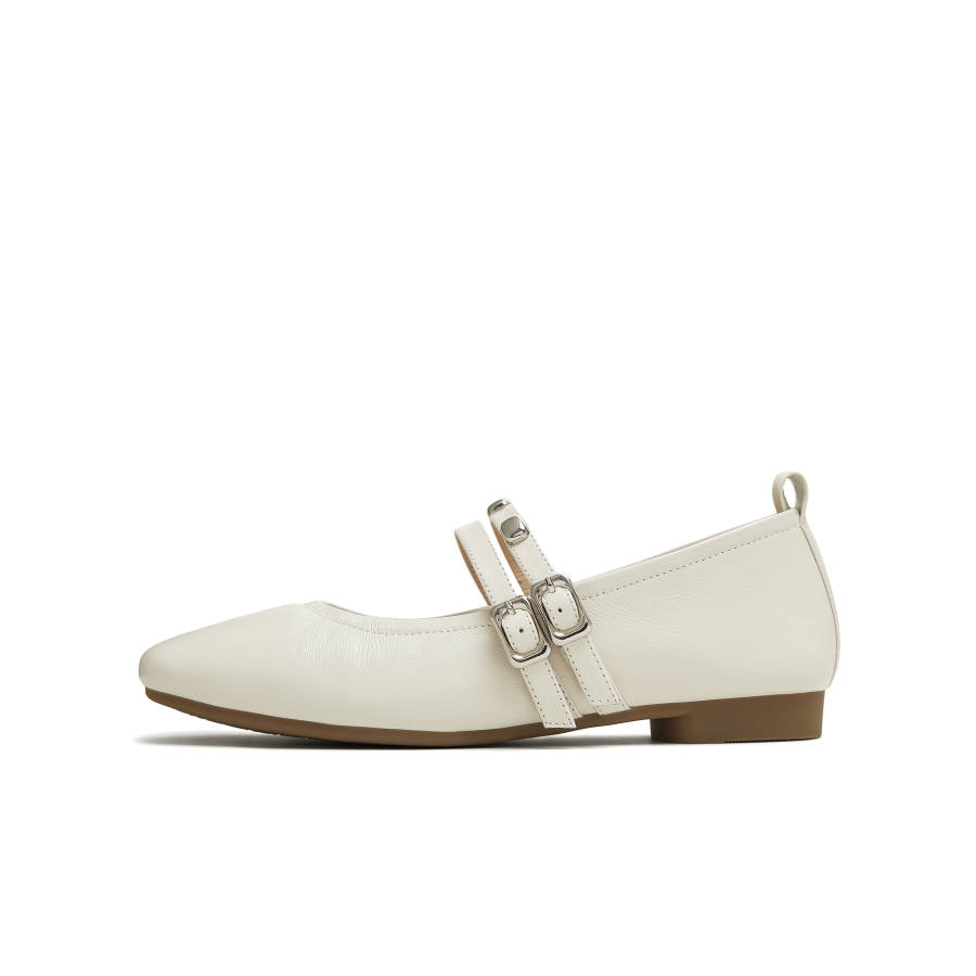 Teenmix Bianco Ballet Collection Cow Leather Flat Mary Jane Shoes Women's