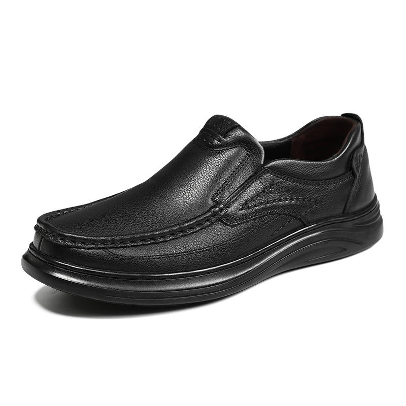 CITONGXIANSHENG Cow Split Leather Casual Shoes Men's Black