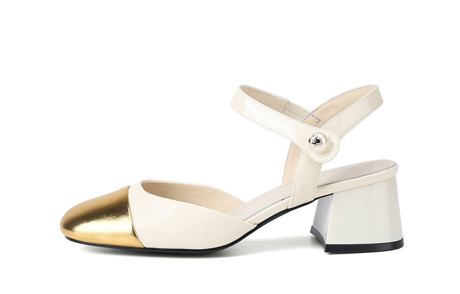 VEDULLAR Cow Leather Chunky Heel Mary Jane Shoes Women's