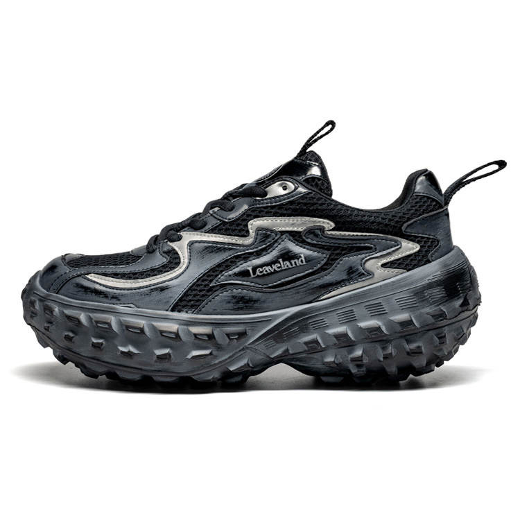 LEAVELAND Casual Shoes Unisex Low Top Black Gray/White Gray