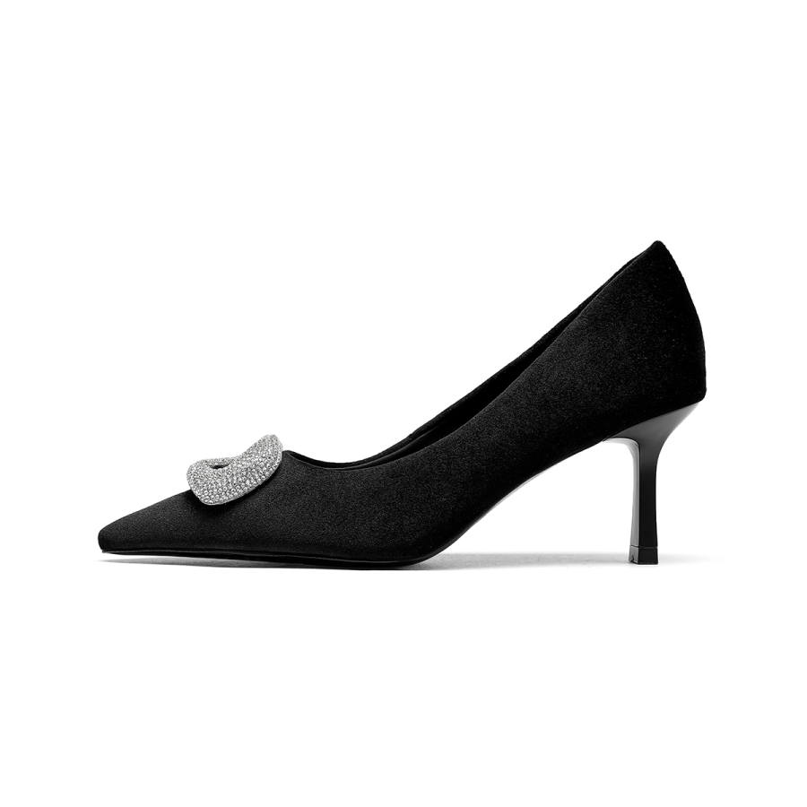 GOLDLION Fabric High Heels 6CM Women's Black