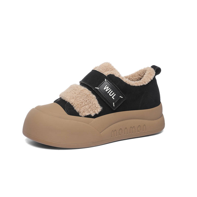 JINSITU Cow Split Leather Cushioning Abrasion Resistant Height Increasing Thermal Low top Casual Shoes Women's