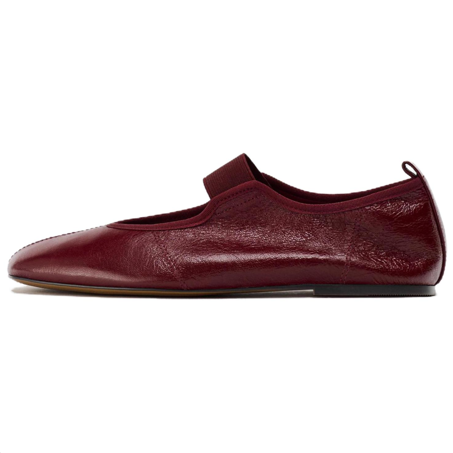 ZARA Sheepskin Casual Shoes 0.5cm Women's Red