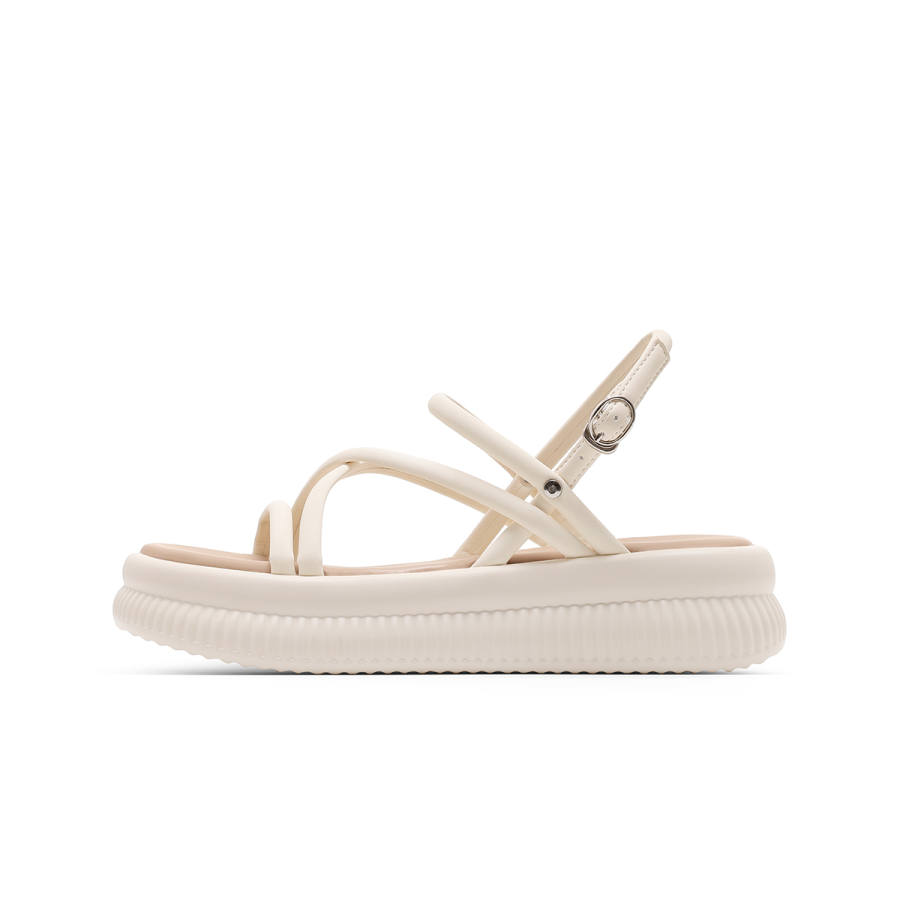 C°BANNER Synthetic Leather One Strap Sandals Women's Beige