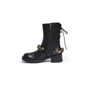 HERLIAN Cow Leather Ankle Boots Women's Black
