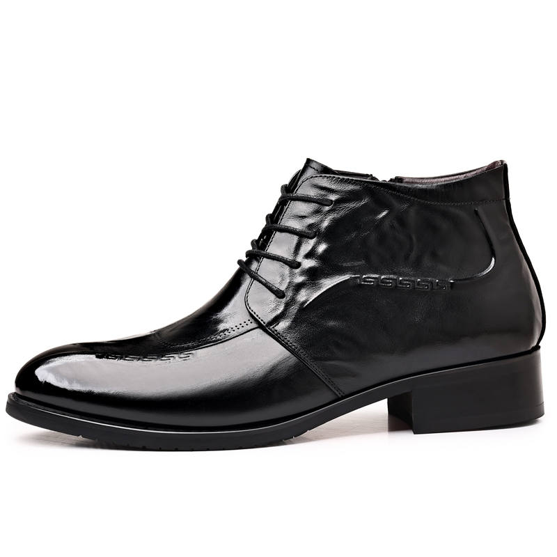 LUOMAIKE Cow Leather Fleece Lined Thermal, Comfortable And Versatile Ankle Boots Men's Black