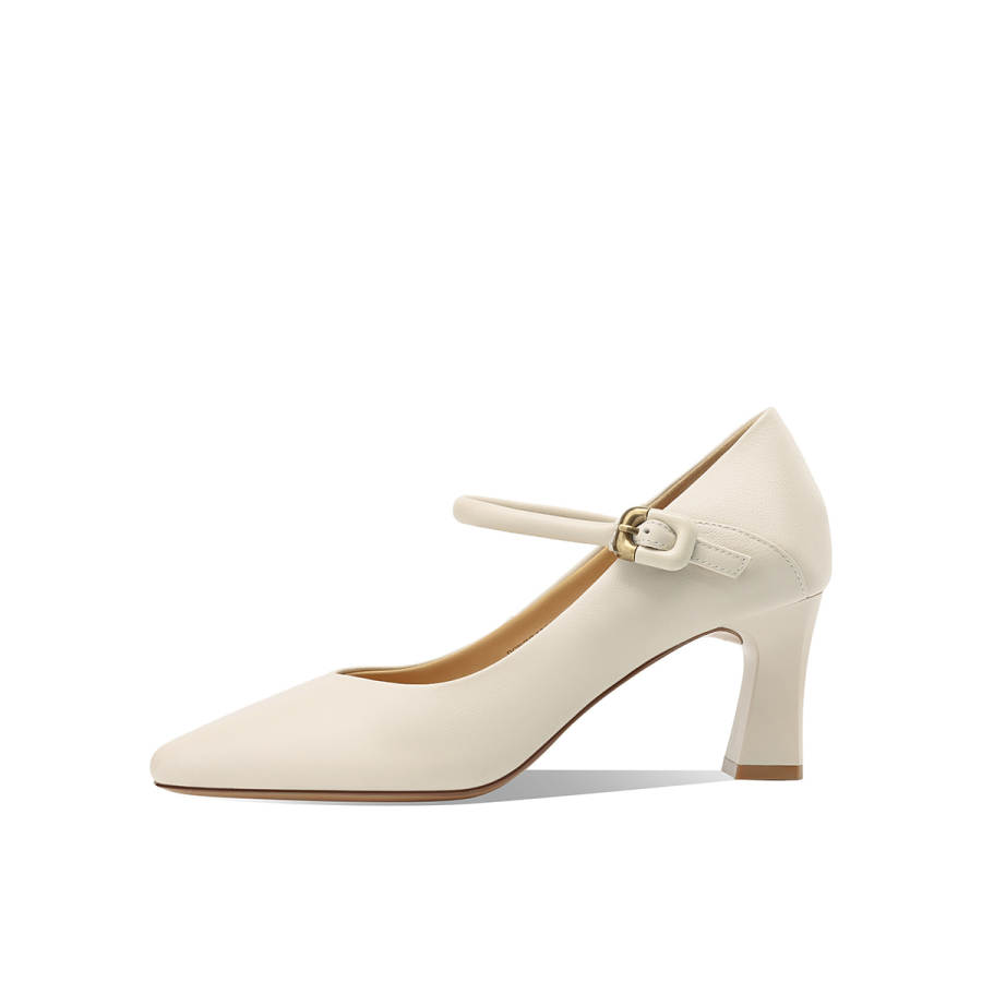 BOERDIQI Top Grain Cow Leather Chunky Heel Mary Jane Shoes 6.5cm Women's