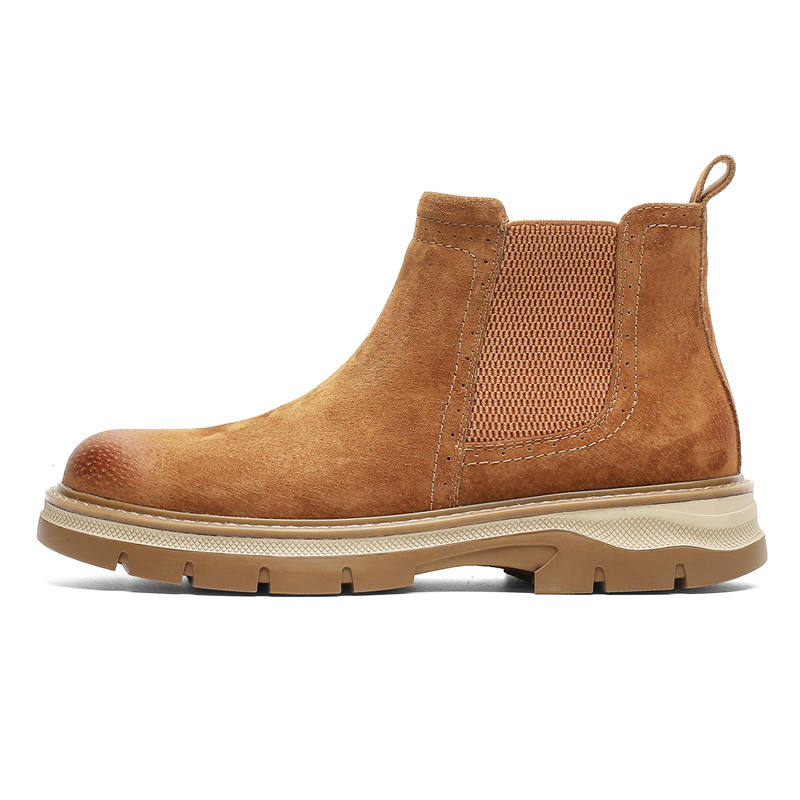BAILUNHAN Cow Split Leather Vintage Short Chelsea Boots Men's