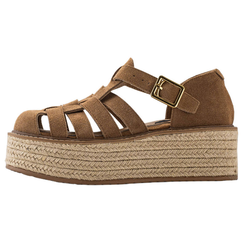 MIAOLV Hand Woven Galaxy Cow Suede Roman Sandals 6CM Women's Camel