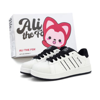 ALI THE FOX Korean Style Niche Shell Toe White Trainers Microfiber Leather