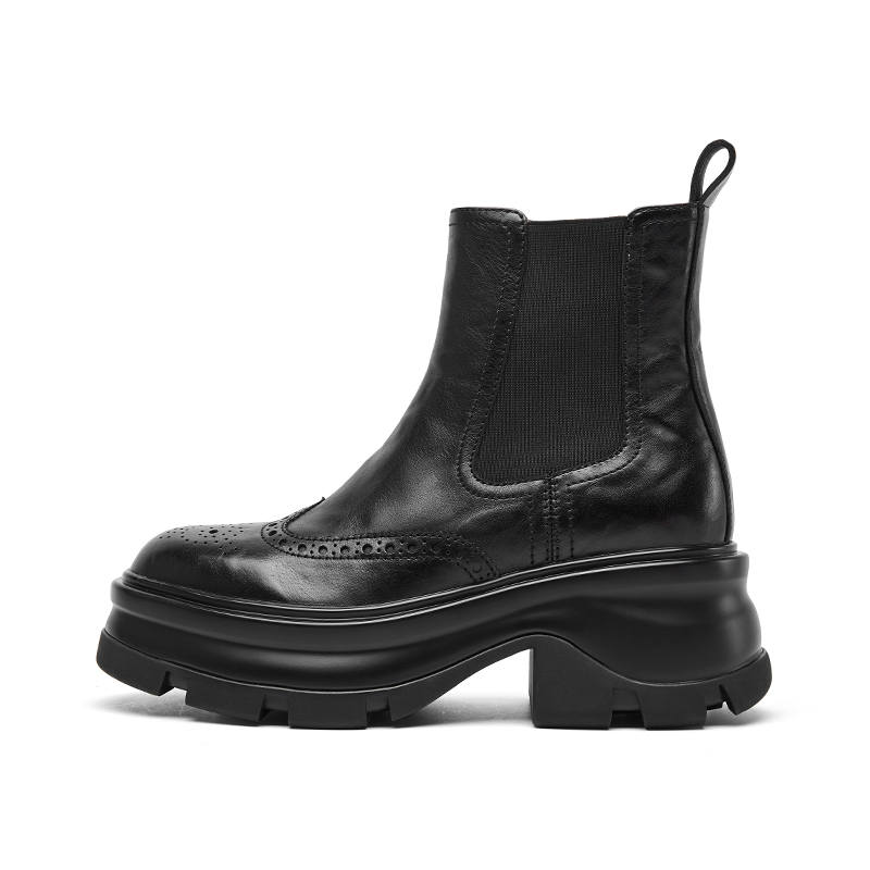 CHERYKALLY Top Grain Cow Leather 13.5cm Chelsea Boots 7cm Women's