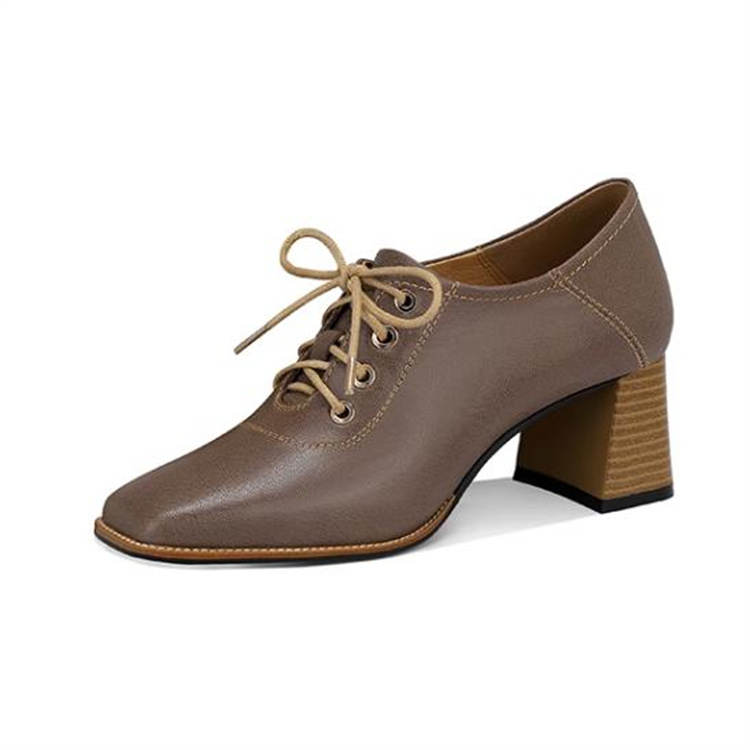 JESSICA SOPHIA Sheepskin Chunky Heel High Heels Women's