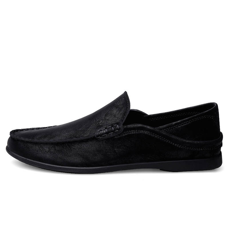 YINGLUNQISHI Top Grain Cow Leather Casual Shoes Men's Black