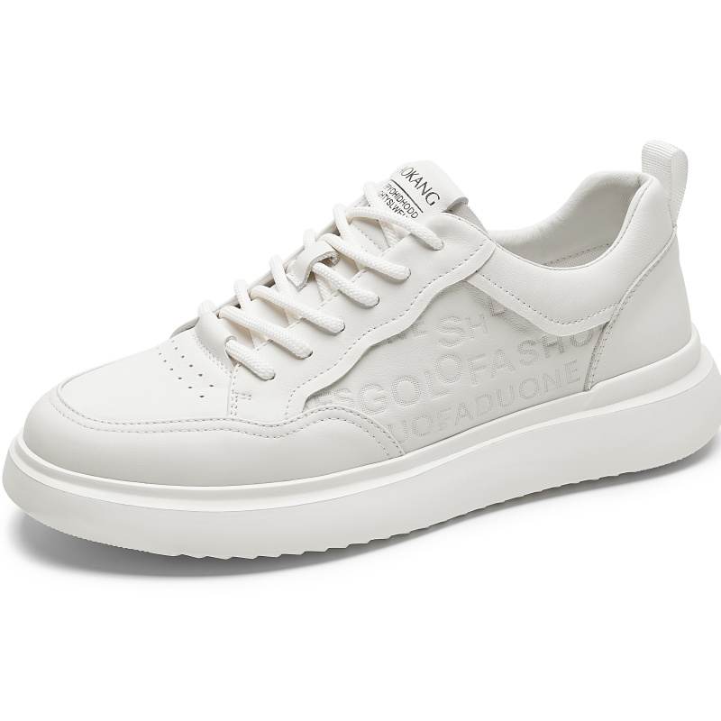 AOKANG Cow Leather Low top Skateboard Shoes Men's White